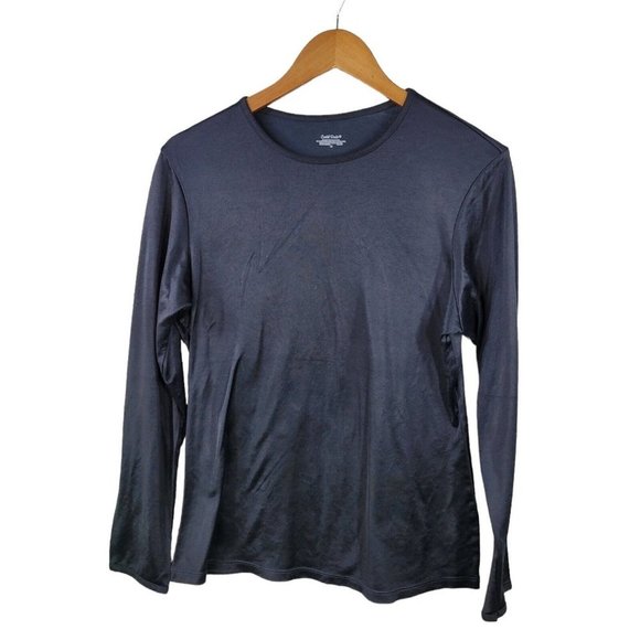 Cuddl Duds Plus Size 1X Base Layer Top Black Long Sleeve Warm Satin Womens - Picture 1 of 5